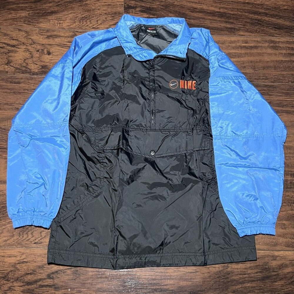 Nike 1/4 Zip Windbreaker Pullover Blue Black Boys Size Large